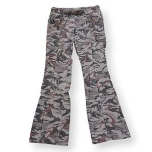 Lei Vintage Y2K Womens Juniors Low Rise Camo Cargo Flare Pants Size 3 Drawstring